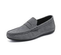 Mocasines for Hombre con Punta Redonda de Gamuza y Empeine, Flexibles, Resistentes, cómodos, Informales, a la Moda, sin Cordones(Grey,41 EU)