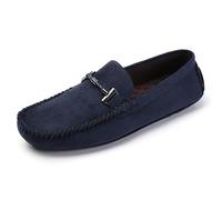 Mocasines for Hombre, de Ante, con Punta Redonda, Color Liso, Flexibles, Planos, cómodos, Informales, sin Cordones(Azul,43 EU)