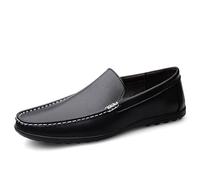 Mocasines for Hombre de Piel sintética con Punta Redonda, Color Liso, cómodos, Antideslizantes, clásicos, sin Cordones(Negro,40 EU)