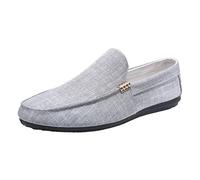 Mocasines for Hombre, Punta Redonda, Gamuza, Tela de Color Liso, Ligeros, cómodos, Flexibles, a la Moda, for Exteriores.(Grey,45 EU)