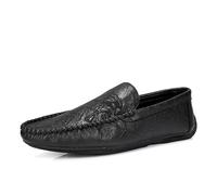 Mocasines for Hombre, Sencillos, de Piel Vegana, Ligeros, con Costuras manuales, Antideslizantes, Ligeros, cómodos, Informales y a la Moda.(Negro,43 EU)