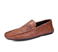 Mocasines for Hombre, Sencillos, de Piel Vegana, Ligeros, con Costuras manuales, Antideslizantes, Ligeros, cómodos, Informales y a la Moda.(Brown,41 EU)