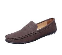 Mocasines for Hombre, Sencillos, de Punta Redonda, de Piel Vegana, Ligeros, Flexibles, Antideslizantes, for Bailes de graduación y Bodas.(Brown,45 EU)