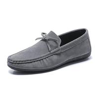 Mocasines for Hombre Zapatos con Punta Redonda Ante Empeine Estilo de conducción Mocasines Tacón Plano Cómodos y Ligeros Zapatos for Caminar for Baile de Graduación (Color : Grau, Size : 44 EU)
