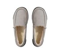 Mocasines forrados para mujer, zapatos de invierno, zapatos planos, cálidos, para otoño e invierno, botas de trabajo, zapatos de barco, zapatos casuales, zapatillas de caminar, gris, 38 EU