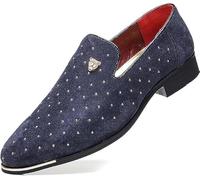 Mocasines Hombre Ante Penny Loafers Confort Zapatos de Conducción Suaves Planos Zapatos Casuales Caminando,Azul,40 EU