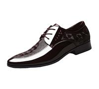 Mocasines Hombre,Zapatos Hombre Vestir Formales Moda Zapatos Vestir de Negocios Suelas Blandas Cómodos Zapatillas de Vestir Cuero Brillante con Cordones Clásicos Colores Sólido
