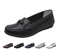 Mocasines Mujer Mocasines Zapatos de barco Suela Suave Ligero Penny Zapatos Casual, Negro , 38