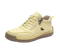 Mocasines Mujer Stitching Boots Invierno Cálidos Slip On Suela Suave Zapatos Casuales Color Sólido Trendy High-Top Plana Amortiguación Deportiva Outdoor Running Casual Botas cortas con cordones, 35