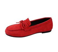 Mocasines Mujer Tallas Grandes Lazo de Ante Planos Cómodos Ligeros Zapatos Diarios, rojo, 37 EU