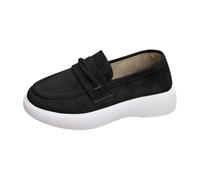 Mocasines Mujer Zapatos Barco y Mocasines para Mujer Planos Ligeros Cómodo de Poner Zapatos Loafers Vestidos ante Suecia para Trabajo, Caminar, Conducir, Viajes y Ocio, Negro , 37 EU