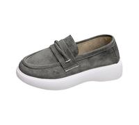 Mocasines Mujer Zapatos Barco y Mocasines para Mujer Planos Ligeros Cómodo de Poner Zapatos Loafers Vestidos ante Suecia para Trabajo, Caminar, Conducir, Viajes y Ocio, gris, 37 EU