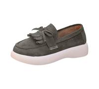 Mocasines Mujer Zapatos Barco y Mocasines para Mujeres Planas de Ponerse Zapatos Loafers Vestidos ante ante Suecia para Trabajo, Caminar, Conducir, Viajes y Ocio, A gris., 40 EU