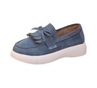 Mocasines Mujer Zapatos Barco y Mocasines para Mujeres Planas de Ponerse Zapatos Loafers Vestidos ante ante Suecia para Trabajo, Caminar, Conducir, Viajes y Ocio, azul marino, 39 EU