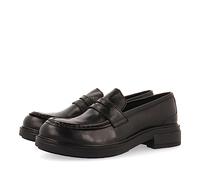 Mocasines negros de piel clásicos para niña y niño lanach