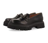 Mocasines Negros de Piel con Detalle Dorado para Mujer andsnes