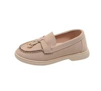 Mocasines Niño,Mocasines Estilo Británico para Niñas y Niños Casual Zapatos Sin Cordones de Punta Redonda con Suela de Goma Antideslizante Cómodas Bailarinas para El Colegio Uso Diario 21-35EU