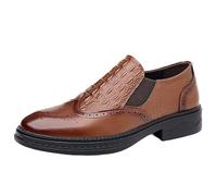 Mocasines Oficina for Hombre, sin Cordones, Piel sintética Negra, con Punta Redonda, for graduación, Color Liso(Brown,39 EU)