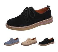 Mocasines Oxford con cordones para mujer, clásicos, casuales, vintage, británicos, de tacón plano, cómodos, transpirables, antideslizantes, de parte superior baja, ligeros, suaves, Black, 38.5 EU