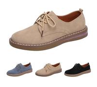 Mocasines Oxford con cordones para mujer, clásicos, casuales, vintage, británicos, de tacón plano, cómodos, transpirables, antideslizantes, de parte superior baja, ligeros, suaves, Khaki, 37 EU