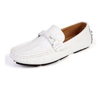 Mocasines para hombre, color sólido, estampado de cocodrilo, estilo de conducción, cómodos, flexibles, tacón plano, caminar, casual, sin cordones, White, 43.5 EU