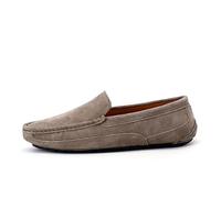 Mocasines para hombre, color sólido, puntera redonda, de gamuza, con tacón plano flexible, antideslizante, a la moda, para baile de graduación, Khaki, 39 2/3 EU