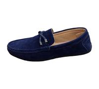 Mocasines para hombre de ante para el tiempo libre, para hombre, de piel, sin cordones, sin cordones, zapatillas de fitness, cómodas, mocasines, anchas, monocolor, cómodas, informales, azul, 40 EU