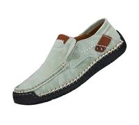Mocasines para hombre, pies anchos, zapatos de piel, hechos a mano, zapatos de caminar, deportivos, suela plana, zapatos casuales, antideslizantes, cómodos, de un solo color, verde menta, 47 EU