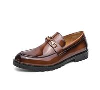 Mocasines para hombre, sin cordones, cómodos, de negocios, informales, elegantes, para oficina, trabajo, sin cordones, con plataforma negra, para hombre, Brown, 45 EU