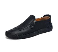 Mocasines para hombre, talla grande, zapatos de negocios, planos, informales, sin cordones, para caminar, ligeros, con cierre de cremallera, zapatillas de fitness, mocasines para hombres, Negro , 45