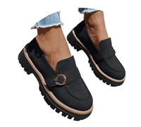 Mocasines para Mujer con Suela de Plataforma Gruesa, Zapatos de Moda con Hebilla Dorada Estilizada, Calzado Casual y Confortable Ideal para Día a Día