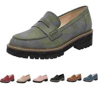 Mocasines para mujer, mocasines de trabajo negros para mujer, mocasines ortopédicos de plataforma para mujer, mocasines cómodos de gamuza de caña baja, plataforma ligera, puntera redonda, zapatos