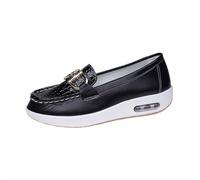 Mocasines para mujer, punta redonda con paredes decorativas, Loafers para mujer, slip on à Poner, mocasín, piel Empeine lisa, suela de cuña, gruesa, zapatos confort chic para ciudad, oficina diaria