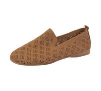 Mocasines para mujer, sin cordones, de malla de punto, transpirables, informales, planos, para verano, vacaciones, ballets, caminatas diarias, color negro, Brown, 38 EU