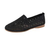 Mocasines para mujer, sin cordones, de malla de punto, transpirables, informales, planos, para verano, vacaciones, ballets, caminatas diarias, color negro, Black, 39 EU