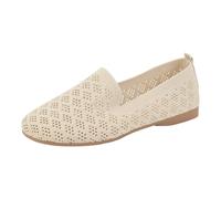 Mocasines para mujer, sin cordones, de malla de punto, transpirables, informales, planos, para verano, vacaciones, ballets, caminatas diarias, color negro, Khaki, 39 EU