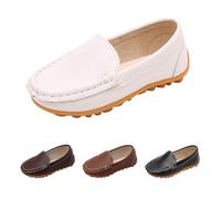 Mocasines para niños, mocasines para niños y niñas, piel sintética, elegantes, mocasín, mocasín, mocasines, cómodos, informales, elegantes, zapatos planos, Blanco, 36