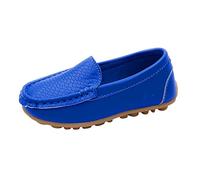 Mocasines para niños y niñas, zapatos de piel, ligeros, antideslizantes, zapatos de guisantes, cómodos, suaves, pisos, oxfords, suela de goma, zapatos deportivos, zapatos deportivos para niños, azul