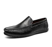 Mocasines Penny for hombre, sin cordones, con aspecto de cuero, for conducir, cómodos, informales, for negocios.(Schwarz,8.5UK/44EU)