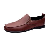 Mocasines Piel sintética for Hombre, con Doble Banda elástica, cómodos, fáciles Poner, sin Cordones, con Punta Redonda y tacón, Ideales for un Look Casual. Color Liso.(Brown,45 EU)