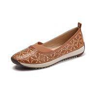 Mocasines planos casuales para mujer, cómodos, con puntera redonda, parte inferior suave, para conducir, caminar, zapatos de vestir, Brown, 36 EU