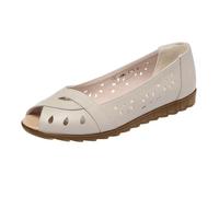 Mocasines planos con puntera abierta para mujer, cómodos, perforados, informales, de verano, transpirables, ligeros, para caminar, beige, 37 EU