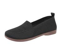 Mocasines planos de ballet para mujer, punta redonda, malla transpirable, tejido volador, zapatos individuales, retro, monocolor, negro, suave, cómodo, plano, sin cordones, para zapatos de negocios