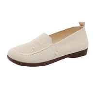 Mocasines planos de ballet para mujer, punta redonda, malla transpirable, tejido volador, zapatos individuales, retro, monocolor, negro, suave, cómodo, plano, sin cordones, para zapatos de negocios