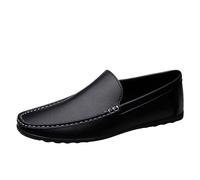 Mocasines planos de cuero para hombre, zapatos de vestir de negocios, para conducir, casuales, barcos, zapatos suaves para hombre, zapatos de cuero para exteriores, Z2 Negro, 41.5 EU