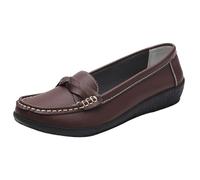 Mocasines planos de cuero para mujer, mocasines de barco, antideslizantes, zapatos de conducción al aire libre para mujer, mocasines de verano, mocasines de tacón bajo de cuña, mocasines de trabajo