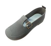 Mocasines planos de punto para mujer, correa de metal elástica hueca, punta redonda, cómoda entrenador, suela suave, transpirable, ffice, trabajo lindo, deslizante, caminar, conducir, zapatos casuales