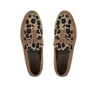 Mocasines planos para mujer, con estampado de leopardo a la moda, planos, sin cordones, informales, para conducir, cómodos, con puntera cerrada, zapatos náuticos de moda para mujer, café, 38.5 EU