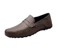 Mocasines Preppy Penny para hombre, de piel sintética, con suela de goma dividida, para reuniones de oficina y viajes por carretera, gris, 39 2/3 EU