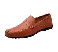 Mocasines Preppy Penny para hombre, de piel sintética, con suela de goma dividida, para reuniones de oficina y viajes por carretera, Brown, 40 2/3 EU